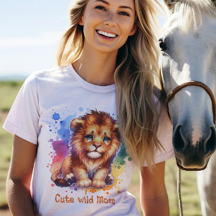 Cute Wild Mum watercolor Lion personalised T-Shirt
