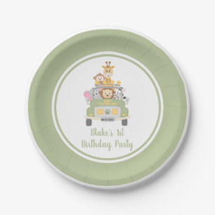 Cute Wild One Animal Safari 1st Birthday Party Paper Plate