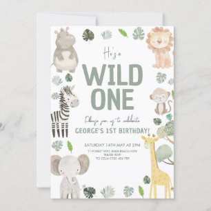 Cute Wild one gender neutral birthday Invitation