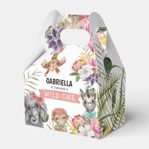 Cute Wild One Jungle Girl Birthday Favour Box