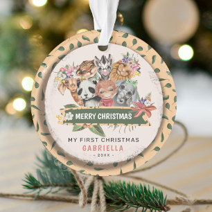 Cute Wild One Jungle My 1st Christmas Ornament