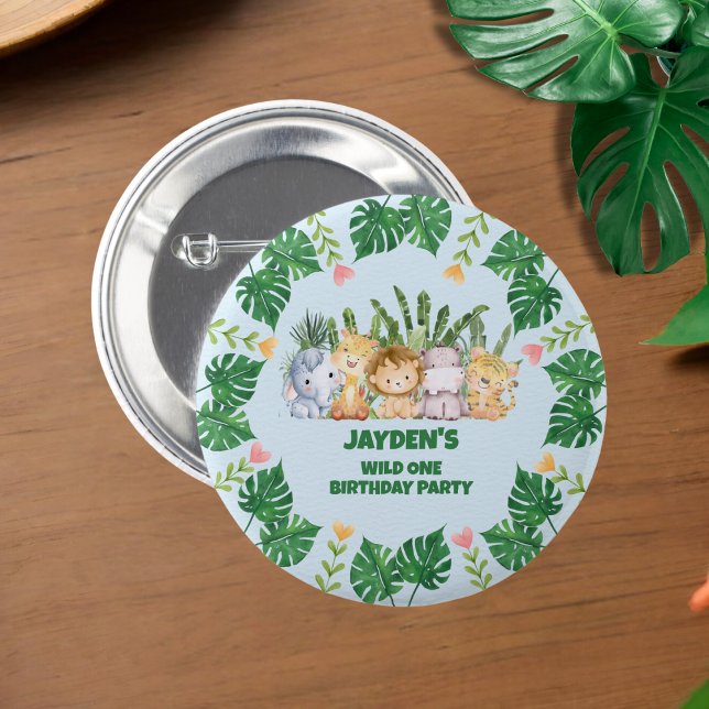 Cute Wild One Jungle Safari Animal Birthday  6 Cm Round Badge (Creator Uploaded)