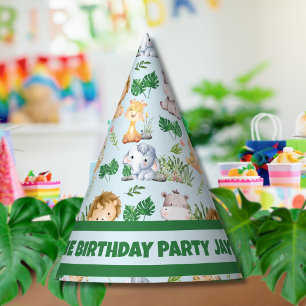 Cute Wild One Jungle Safari Animal Birthday Party Hat