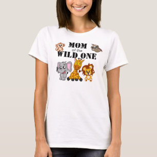 Cute Wild One Jungle Safari Animal Mum Zoo T-Shirt