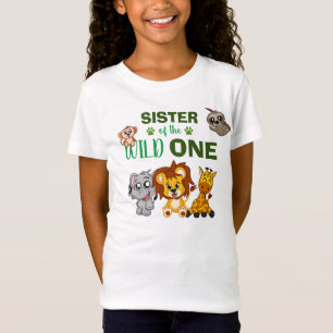 Cute Wild One Jungle Safari Animal Sister Zoo T-Shirt