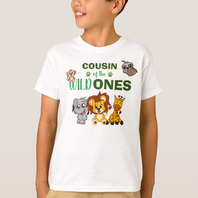 Cute Wild One Jungle Safari Animal Twins Cousin T-Shirt (Front)