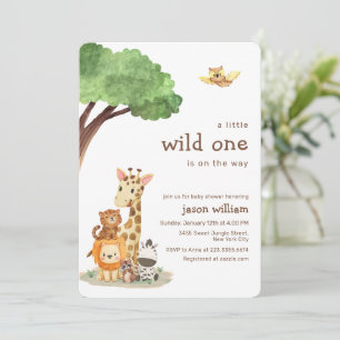 Cute Wild One Jungle Safari Animals Baby Shower Invitation