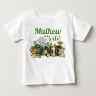 Cute Wild One Jungle Safari Animals First Birthday Baby T-Shirt