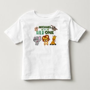 Cute Wild One Jungle Safari Animals First Birthday Toddler T-Shirt