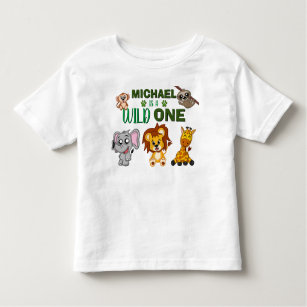 Cute Wild One Jungle Safari Animals First Birthday Toddler T-Shirt