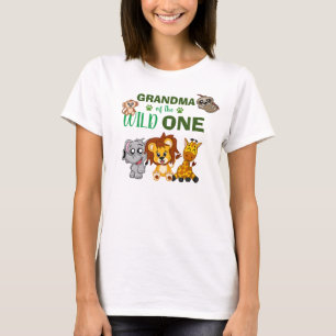 Cute Wild One Jungle Safari Zoo Animal Grandma T-Shirt