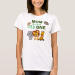 Cute Wild One Jungle Safari Zoo Animal Mum T-Shirt<br><div class="desc">Mum of the wild one! Is your little boy or girl turning one? This Wild One design is perfect for their 1st birthday to let their mummy show her excitement for her little one. The jungle safari theme features a cartoon illustrated monkey,  sloth,  elephant,  lion,  and giraffe!</div>