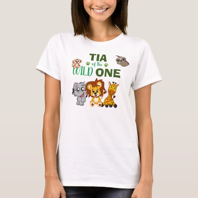Cute Wild One Jungle Safari Zoo Animal Tia T-Shirt (Front)