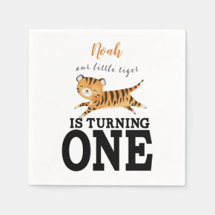 Cute Wild One Jungle Tiger 1st Birthday Invitation Napkin