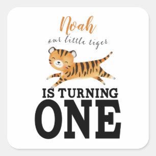Cute Wild One Jungle Tiger 1st Birthday Square Sticker