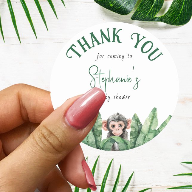 Cute Wild One Safari Animals Baby Shower Thank You Classic Round Sticker (Creator Uploaded)