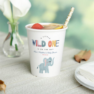 Cute Wild One Safari Animals Boy Baby Shower Paper Cups