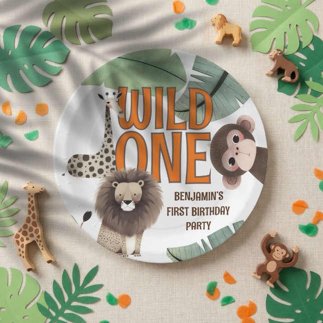 Cute Wild One Safari Animals First Birthday Party Paper Plate (Creator Uploaded)