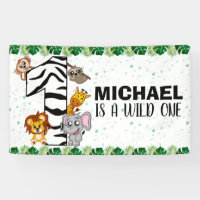 Cute Wild One Safari Jungle Animals 1st Birthday