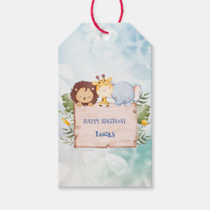 Cute Wild One Safari jungle zoo Birthday party Gift Tags