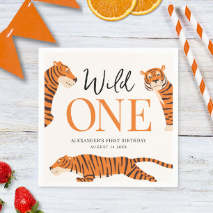 Cute Wild One Tiger 1st Birthday Party  Napkin
