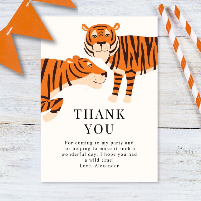 Cute Wild One Tigers Kids  Thank You Card (Creator Uploaded)