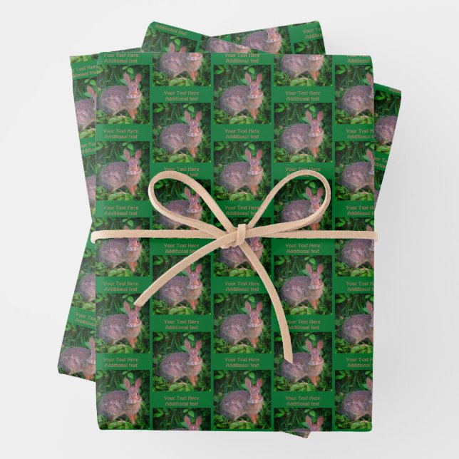 Cute Wild Rabbit Animal Personalised Wrapping Paper Sheet (In situ)