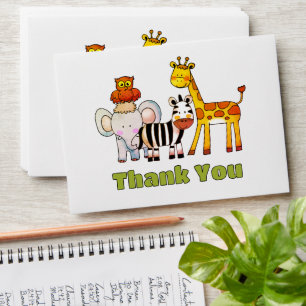 Cute Wild Safari Animals Jungle Thank You Envelope