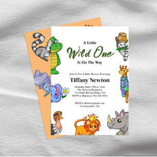 Cute Wild Safari Baby Shower Invitations