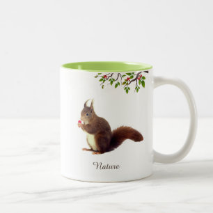 Cute Wild Squirrel & Personalised Text  Two-Tone C Two-Tone Coffee Mug