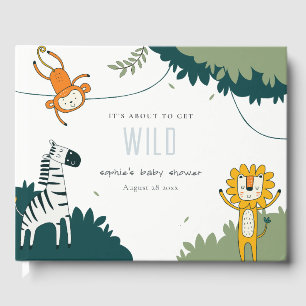 Cute Wild Tropical Jungle Animals Baby Shower Guest Book