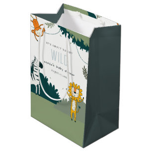 Cute Wild Tropical Jungle Animals Baby Shower Medium Gift Bag