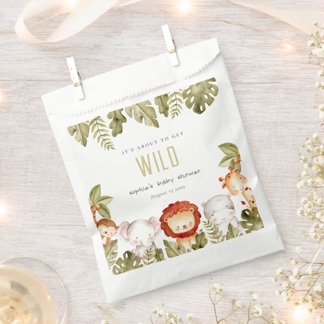 Cute Wild Tropical Safari Animals Baby Shower Favour Bags (Clipped)