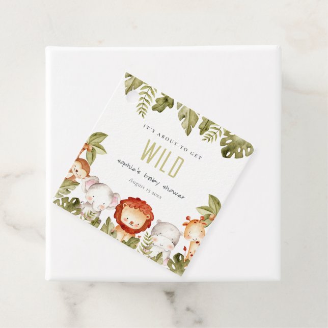 Cute Wild Tropical Safari Animals Baby Shower Favour Tags (In Situ)
