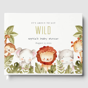Cute Wild Tropical Safari Animals Baby Shower Guest Book
