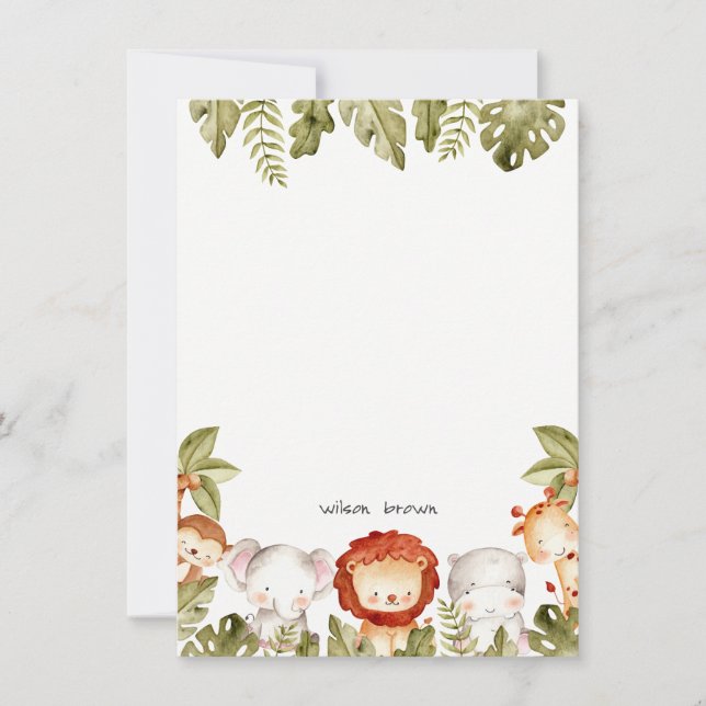 Cute Wild Tropical Safari Animals Kids Birthday Card (Front)