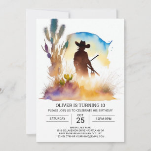 Cute Wild West Cowboy Birthday Invitation