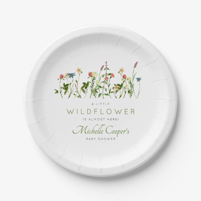 Cute Wildflower Baby Shower  Paper Plate (Front)