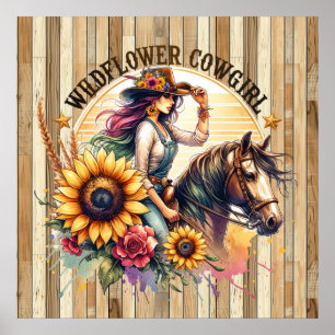 Cute wildflower cowgirl Western  Poster