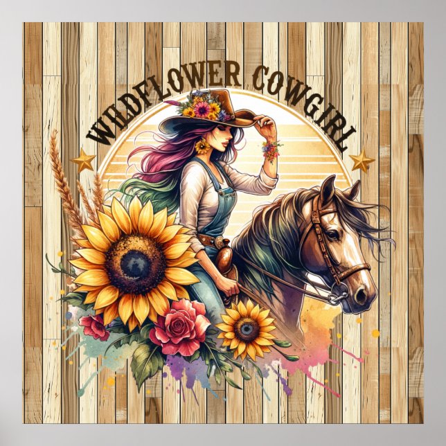 Cute wildflower cowgirl Western  Poster (Front)