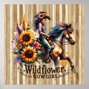 Cute wildflower cowgirl Western  Poster