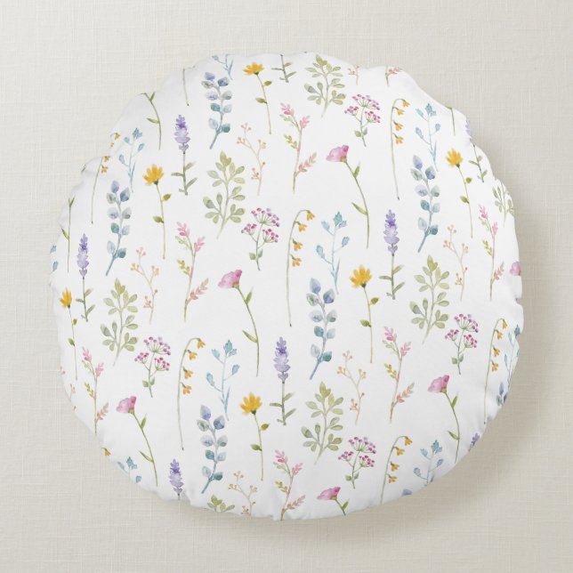 Cute Wildflower Pattern    Round Cushion (Front)