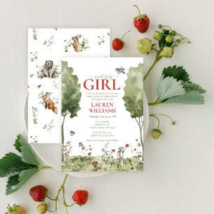 Cute Wildflower Strawberry Sweet Baby Girl Shower Invitation
