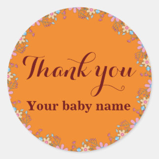 Cute Wildflowers Baby Shower Thank You  Classic Round Sticker