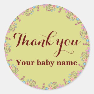 Cute Wildflowers Baby Shower Thank You  Classic Round Sticker