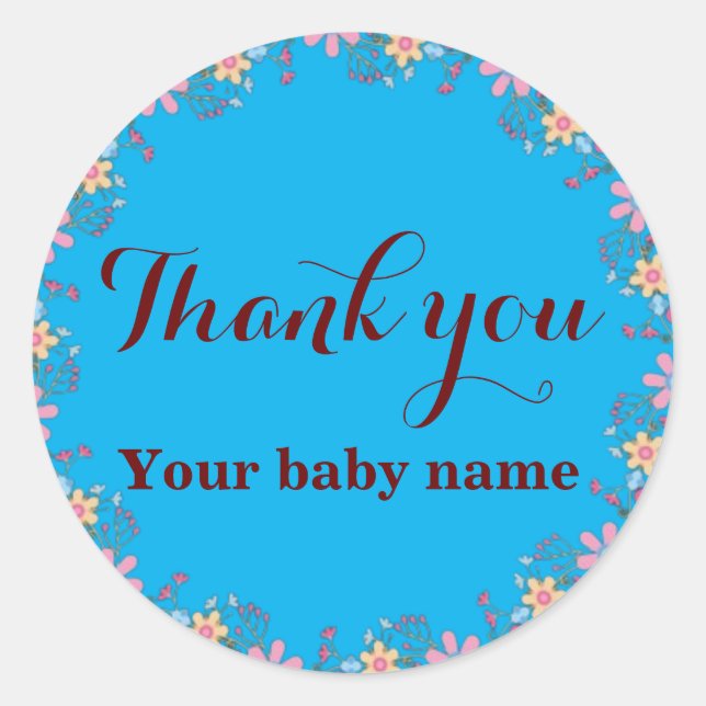 Cute Wildflowers Baby Shower Thank You  Classic Round Sticker (Front)