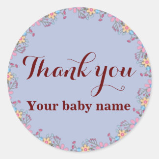 Cute Wildflowers Baby Shower Thank You  Classic Round Sticker