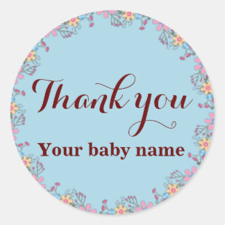 Cute Wildflowers Baby Shower Thank You  Classic Round Sticker