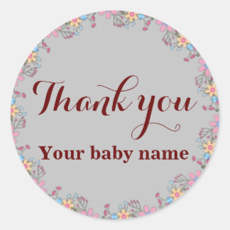 Cute Wildflowers Baby Shower Thank You  Classic Round Sticker