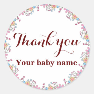 Cute Wildflowers Baby Shower Thank You  Classic Round Sticker